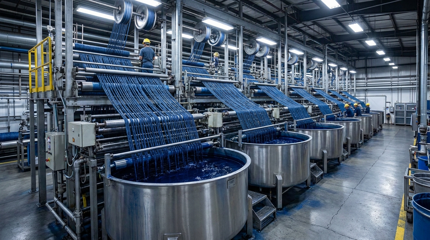 Denim Production Line: The Complete Machinery Guide 3 indigo dyeing machine deep blue continuous